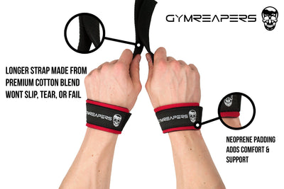 Weightlifting wrist straps by Gymreapers catering to serious athletes looking to improve their strength training.