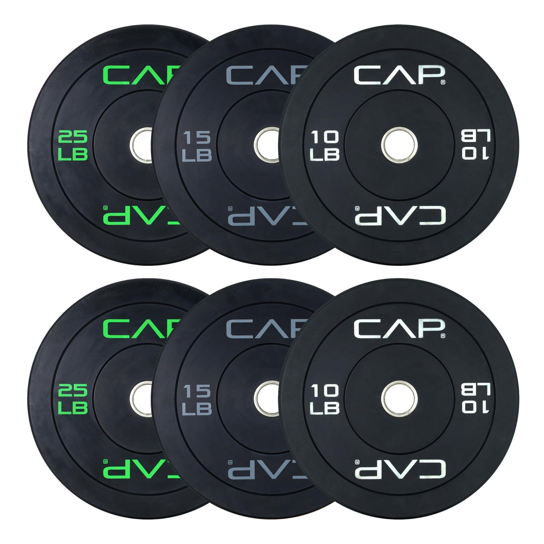 CAP Olympic Bumper Plate Weight Set 100–370LB for Home Gyms