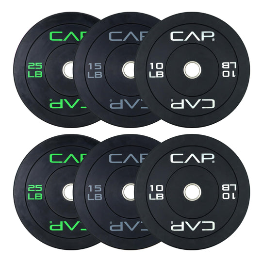 CAP Olympic Bumper Plate Weight Set 100–370LB for Home Gyms