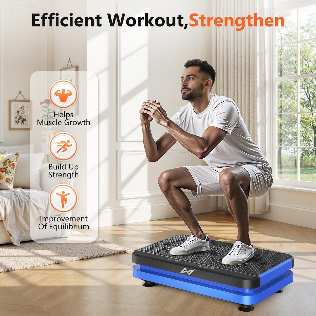 Dynamic user interaction with AXV Vibration Plate, showcasing its unique approach for weight loss through vibrations.
