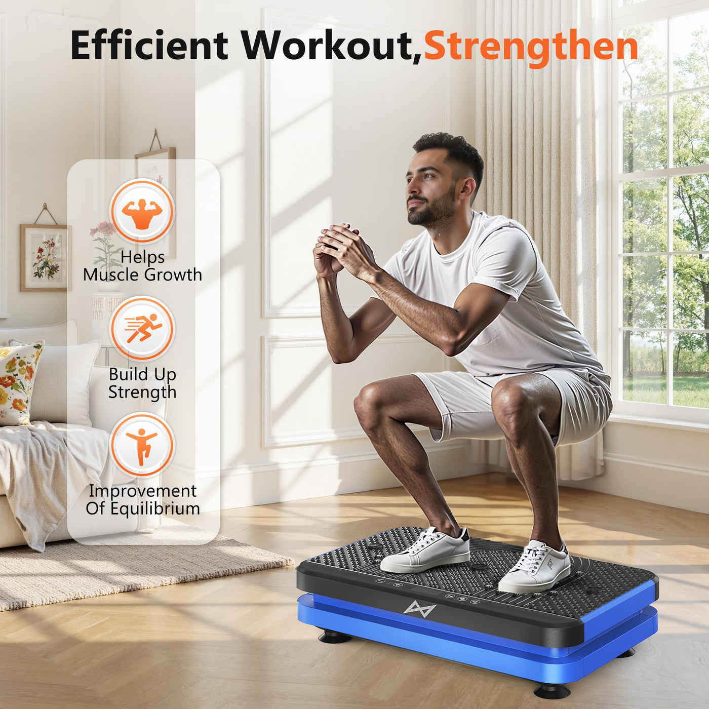 Dynamic user interaction with AXV Vibration Plate, showcasing its unique approach for weight loss through vibrations.