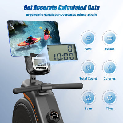 Showcasing the durable construction of the YOSUDA Magnetic Rowing Machine for prolonged use.