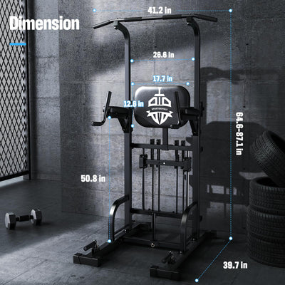 Strength training at home with the Sportsroyals Power Tower and its pull up bar for gym-like experience.