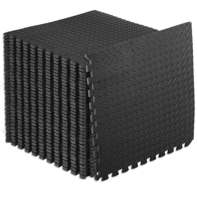 ProsourceFit Puzzle Exercise Mat ½ in, EVA Interlocking Foam Floor Tiles for Home Gym, Mat for Home Workout Equipment, Floor Padding for Kids, Black, 24 in x 24 in x ½ in, 24 Sq Ft - 6 Tiles - Dreamchaser Headquarters