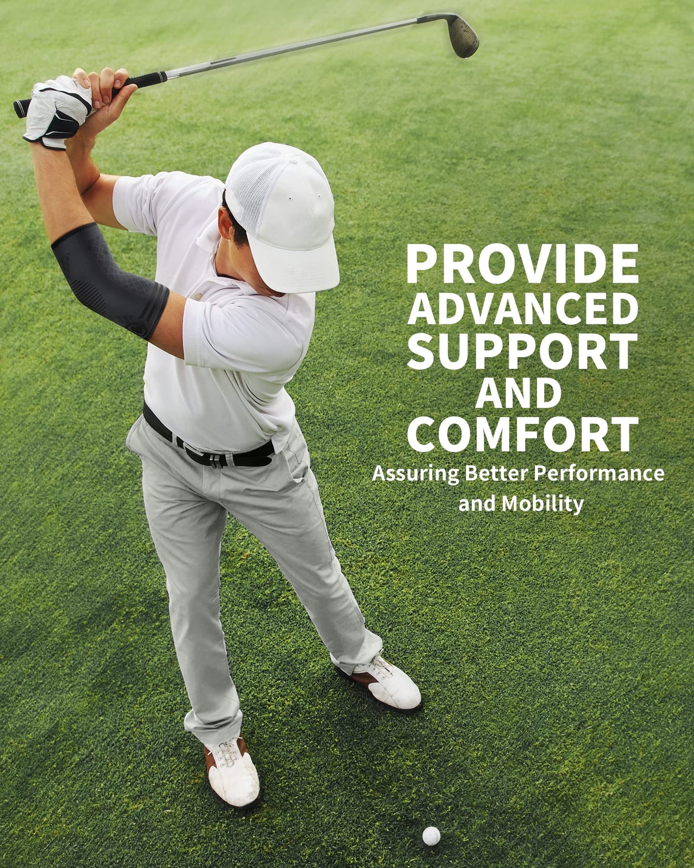 CAMBIVO elbow brace for tendonitis with detailed stitching, highlighting its durability.