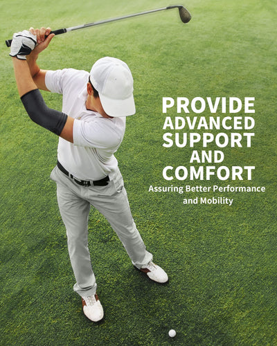 CAMBIVO elbow brace for tendonitis with detailed stitching, highlighting its durability.