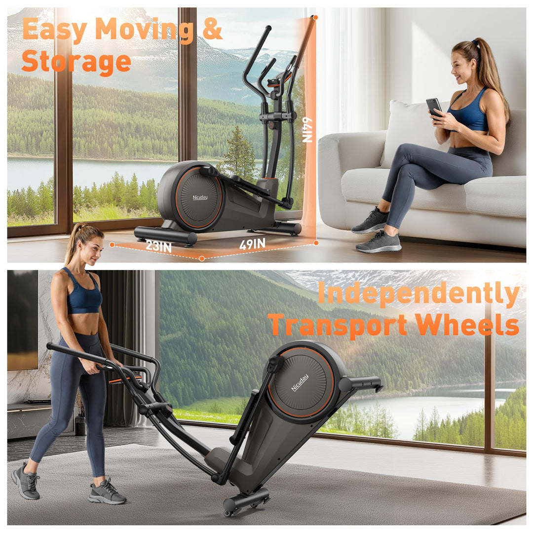A dynamic view of the Niceday Elliptical Machine illustrating its use for effective home workouts.