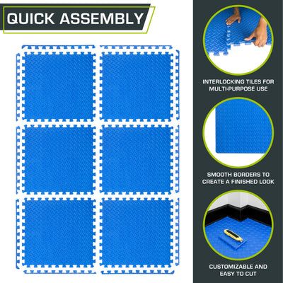 ProsourceFit Puzzle Exercise Mat ½ in, EVA Interlocking Foam Floor Tiles for Home Gym, Mat for Home Workout Equipment, Floor Padding for Kids, Black, 24 in x 24 in x ½ in, 24 Sq Ft - 6 Tiles - Dreamchaser Headquarters