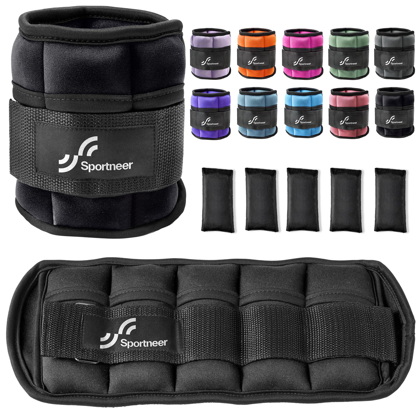 Sportneer Adjustable Weighted Ankle Weights Set 1 Pair 2 4 6 8 10 Lbs Leg Weight Straps for Women Men for Gym,Fitness, Workout,Walking, Jogging,1-5 lbs for Each Ankle, 1 Pair 2-10 lbs (Black) - Dreamchaser Headquarters