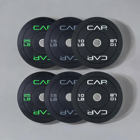 CAP Olympic Bumper Plate Weight Set 100–370LB for Home Gyms