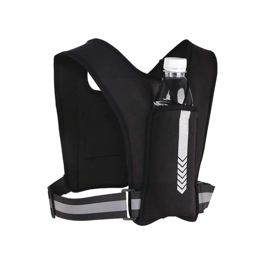 Close-up of the Water Bottle Outdoor Reflective Running Vest Bag showcasing the durable cloth material ideal for outdoor hydration.