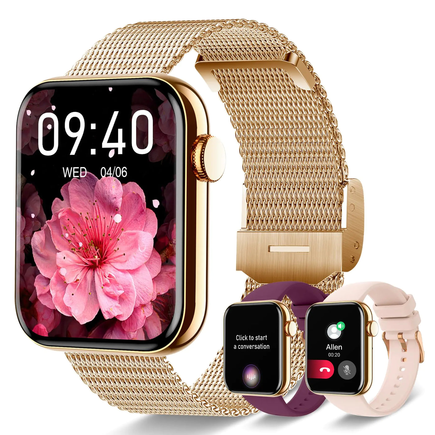 Stylish INNOFOVO Smart Watches for Women in gold color, a fitness tracker smartwatch for Android and iOS, designed with a heart rate monitor and waterproof capabilities.