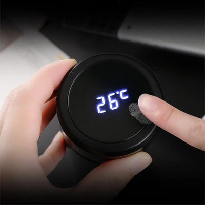 Side view of the LED Temperature Display Thermos Bottle, showcasing its vacuum insulation feature.