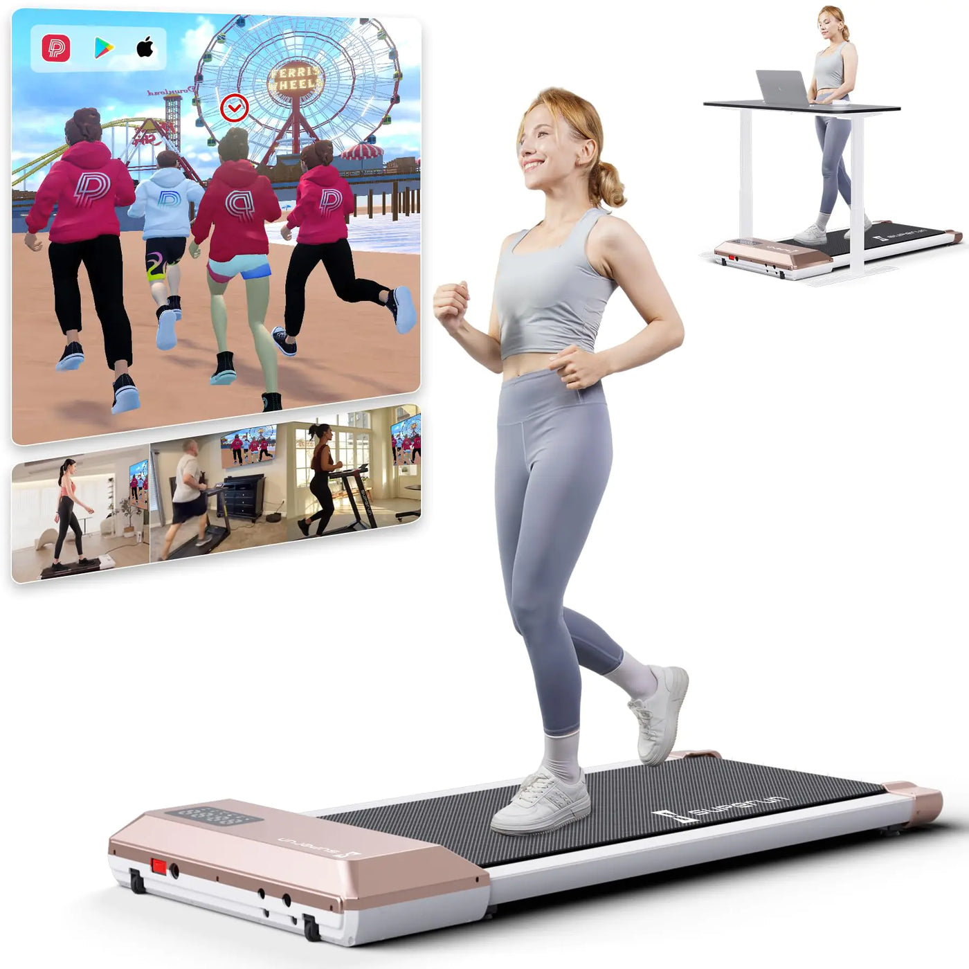Close-up of the LED display on the Smart Walking Pad Treadmill with Pitpat APP, highlighting its fitness tracking features and remote control capabilities.