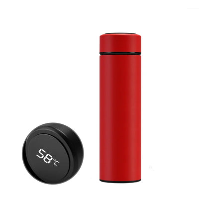 Close-up of the LED Temperature Display Thermos Bottle showing real-time temperature readings.