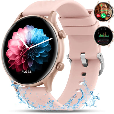 Smart Watch for Women with stylish design, multiple customizable dials, and extensive fitness tracking features, compatible with both iPhone and Android devices.